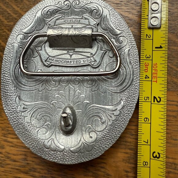 Women vintage western theme SSI belt buckle Native American on horseback. - Picture 3 of 3